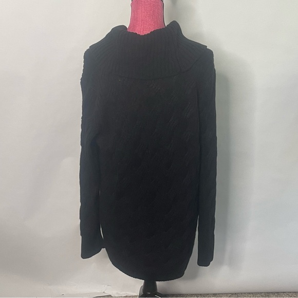 Calvin Klein black cowl neck classic pullover chain stitch sweater Size L - Picture 7 of 14